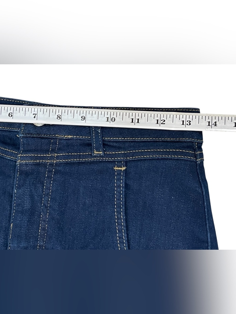 Anthropologie Pilcro Women’s Size 6 Front Slit Midi Skirt Dark Blue Denim - Picture 5 of 15